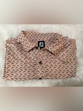 FOOTJOY pink with gray dolphins golf polo shirt mens 2XL